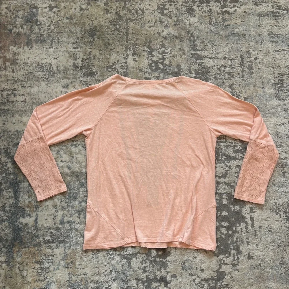 Sundance embroidered light pink longsleeve lightweight T shirt blouse cotton M - Picture 2 of 6